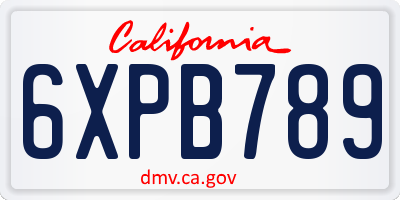 CA license plate 6XPB789