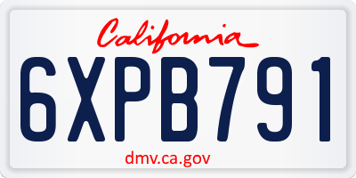CA license plate 6XPB791