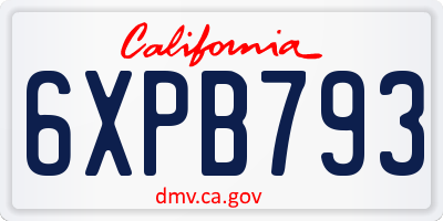 CA license plate 6XPB793