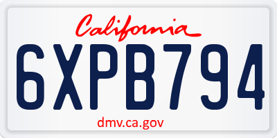 CA license plate 6XPB794
