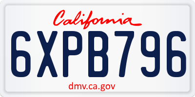 CA license plate 6XPB796