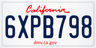 CA license plate 6XPB798
