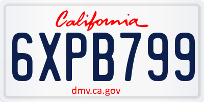 CA license plate 6XPB799