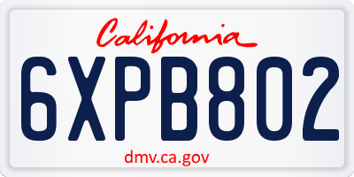 CA license plate 6XPB802