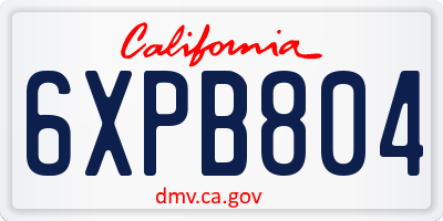 CA license plate 6XPB804