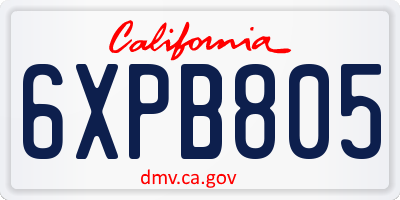 CA license plate 6XPB805