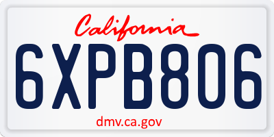 CA license plate 6XPB806