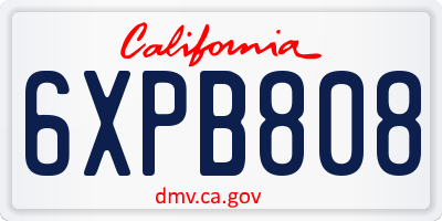 CA license plate 6XPB808