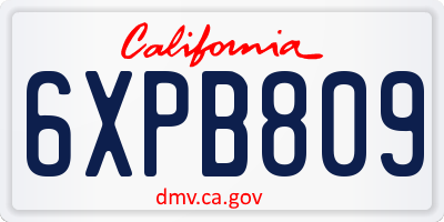 CA license plate 6XPB809
