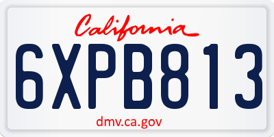 CA license plate 6XPB813
