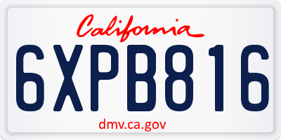 CA license plate 6XPB816