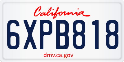 CA license plate 6XPB818
