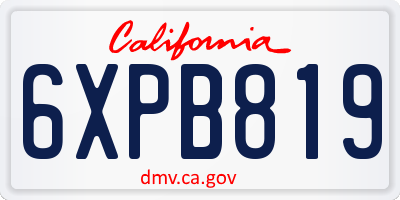 CA license plate 6XPB819