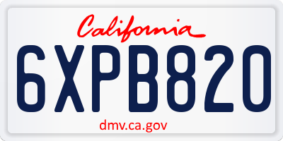 CA license plate 6XPB820