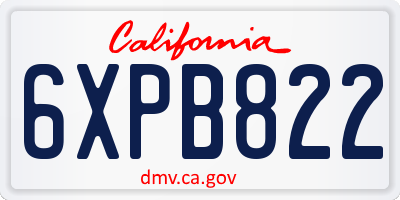 CA license plate 6XPB822