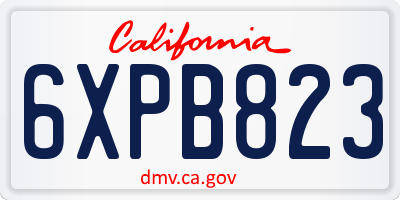 CA license plate 6XPB823