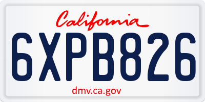 CA license plate 6XPB826