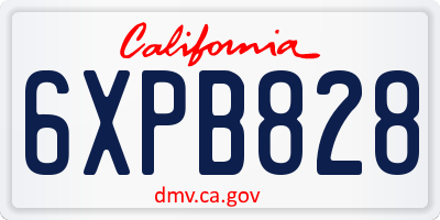 CA license plate 6XPB828