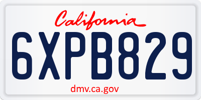 CA license plate 6XPB829