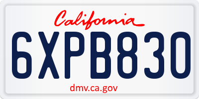 CA license plate 6XPB830