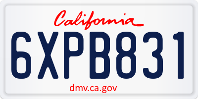 CA license plate 6XPB831