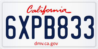 CA license plate 6XPB833
