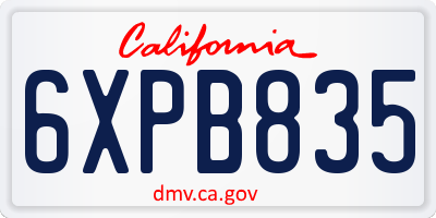 CA license plate 6XPB835