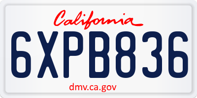 CA license plate 6XPB836
