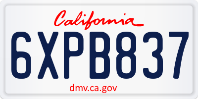 CA license plate 6XPB837
