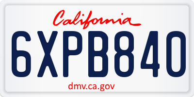 CA license plate 6XPB840