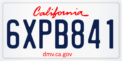CA license plate 6XPB841
