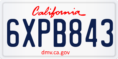 CA license plate 6XPB843