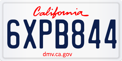 CA license plate 6XPB844