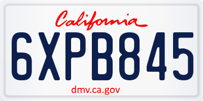 CA license plate 6XPB845