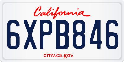 CA license plate 6XPB846