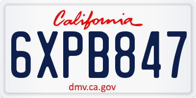 CA license plate 6XPB847