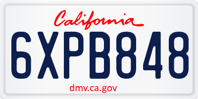 CA license plate 6XPB848