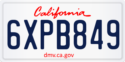 CA license plate 6XPB849