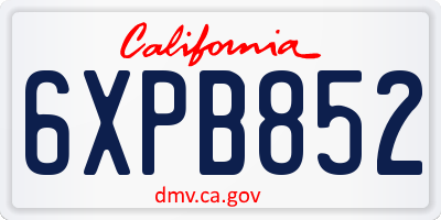 CA license plate 6XPB852