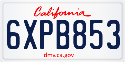CA license plate 6XPB853