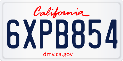 CA license plate 6XPB854