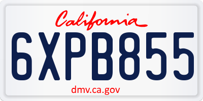 CA license plate 6XPB855