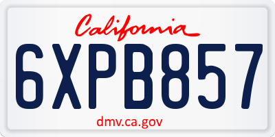 CA license plate 6XPB857
