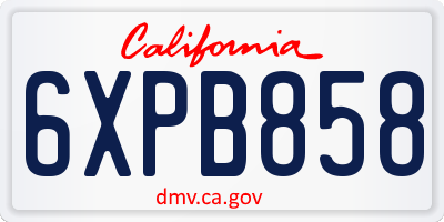 CA license plate 6XPB858