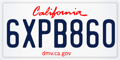 CA license plate 6XPB860