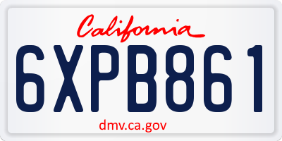 CA license plate 6XPB861