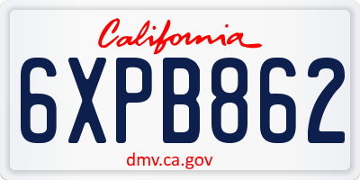 CA license plate 6XPB862