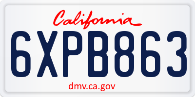 CA license plate 6XPB863