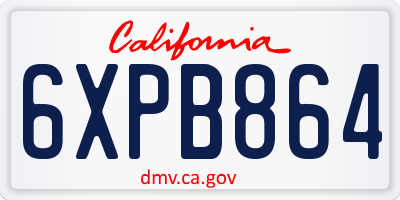 CA license plate 6XPB864