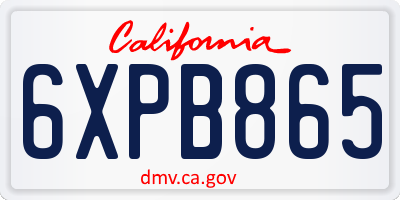 CA license plate 6XPB865